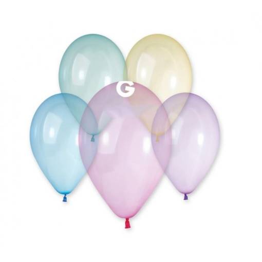 Priehľadné balóniky 10" - Pastelové farby, 100 kusov