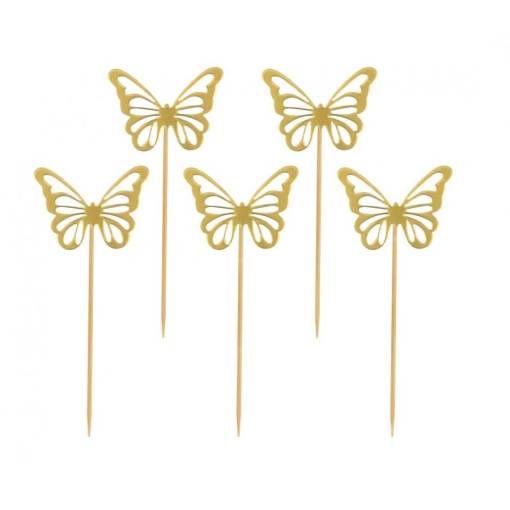 Tortový zápich - Zlatý motýľ, 12 kusov